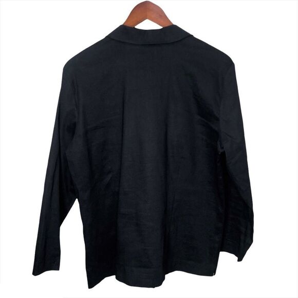 Eileen Fisher Linen Navy Button Down Shirt Size Large - Picture 3 of 10